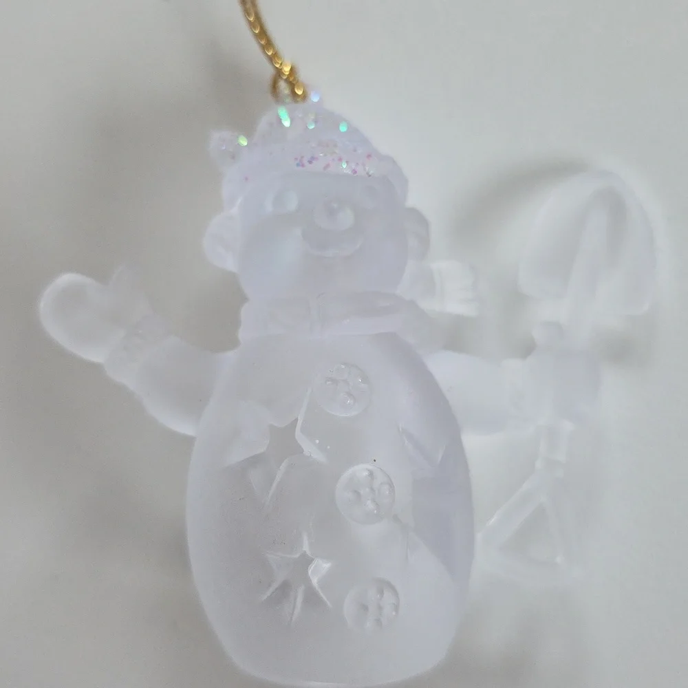 Frosted Snowman Ornament with Glitter Hat